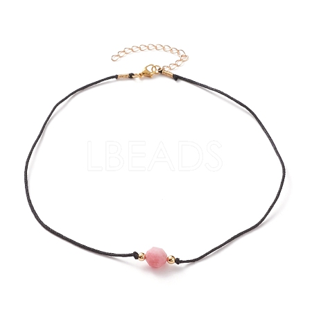 Faceted Natural Dyed Rhodochrosite Pendant Necklaces NJEW-JN03230-02-1