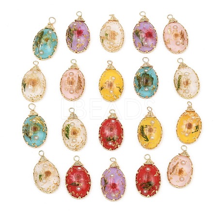 Brass Resin Pendants RE-CBA591C-01G-1