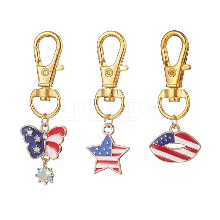 Independence Day Alloy Enamel Pendant Decorations HJEW-JM00907-1