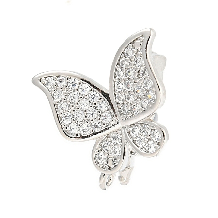 Rack Plating Brass Micro Pave Clear Cubic Zirconia Twister Clasps KK-B093-28P-1