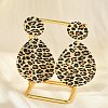 Leopard Print Alloy Dangle Stud Earrings EJEW-K304-01A-G-3