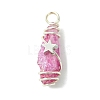 2Pcs Electroplated Natural Quartz Crystal Dyed Copper Wire Wrapped Pendants PALLOY-JF03170-02-3