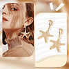   6 Pairs 3 Style Shell & Starfish Steel Asymmetrical Earrings with ABS Imitation Pearl Beaded EJEW-PH0001-15-6