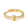 Clear Cubic Zirconia Initial Letter Adjustable Ring RJEW-C052-01G-E-2