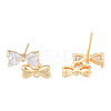 Brass Pave Clear Cubic Zirconia Stud Earring Findings KK-N231-350B-1