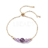 Round Natural Amethyst Beaded Bracelats BJEW-JB12806-02-2