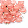Heart Dyed Cherry Quartz Glass Pendants X-G-Q371-03-1