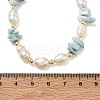 Natural Larimar Chip & Rice Cultured Freshwater Pearl Beaded Necklaces for Women NJEW-JN06665-01-4