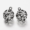Round with Flower Tibetan Style Alloy Links connectors PALLOY-I111-02AS-2