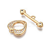 Brass Micro Pave Clear Cubic Zirconia Toggle Clasps X-KK-Q278-005-NF-4
