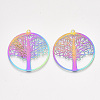 Ion Plating(IP) 201 Stainless Steel Filigree Pendants X-STAS-S108-44-2