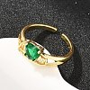 Mother's Day Brass Pave Cubic Zirconia Cuff Open Rings CU-CBACDF6-06G-4