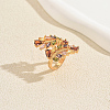 Brass Micro Pave Colorful Cubic Zirconia Cuff Open Rings for Women FC8593-5