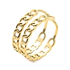 304 Stainless Steel Curb Chains Shape Open Cuff Ring for Women RJEW-C016-02G-1