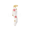 Brass Micro Pave Cubic Zirconia & Enamel Pendants KK-Q098-35G-B-1