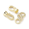 Rack Plating Brass Micro Pave Clear Cubic Zirconia Fold Over Clasps KK-M265-10G-3
