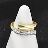 Brass Micro Pave Cubic Zirconia Open Cuff Ring for Women RJEW-F177-03GP-03-3