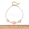 Summer Dyed Synthetic Turquoise & Natural Pearl & Seed Bead Beaded Anklets AJEW-AN00870-5