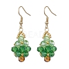304 Stainless Steel Glass Seed Beads Christmas Tree Dangle Earrings EJEW-MZ00581-02-3