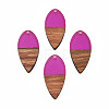 Transparent Resin & Walnut Wood Pendants RESI-N025-031-C05-2