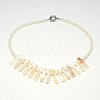 Natural White Mother of Pearl Shell Bib Statement Necklaces NJEW-L096-04-1