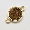 Flat Round Natural Electroplated Druzy Agate Links connectors G-M281-01-2