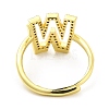 Mixed Color Enamel Initial Letter Adjustable Ring with Clear Cubic Zirconia RJEW-P045-01G-W-4