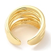 Rack Plating Brass Multi Line Open Cuff Ring for Women RJEW-A016-04G-2