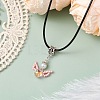 Glass Seed Beads & Glass Pearl Angel Pendant Necklaces NJEW-MZ00056-04-2