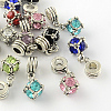 Large Hole Cube Alloy Rhinestone European Dangle Charms X-MPDL-S086-M-1
