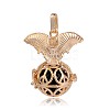 Golden Plated Brass Hollow Round Cage Pendants KK-J252-06G-2