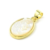 Rack Plating Brass Pave Natural Shell Pendants KK-A204-01A-03G-2