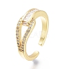 Brass Micro Pave Clear Cubic Zirconia Cuff Rings RJEW-I073-09G-1