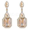 Brass Rhinestone Dangle Stud Earrings FS-WG9D6B6-06-1