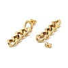 Ion Plating(IP) 304 Stainless Steel Curb Chains Dangle Stud Earrings for Women EJEW-G289-14G-2