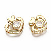 Brass Micro Pave Clear Cubic Zirconia Slide Charms KK-S356-213G-NF-3