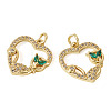 2Pcs Brass Micro Pave Cubic Zirconia Pendants KK-TA0002-78A-G-1