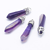 Dyed Bullet Natural Agate Pointed Pendants X-G-E332-C20-2
