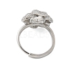 Flower Brass Micro Pave Cubic Zirconia Adjustable Ring Settings KK-K297-03P-3
