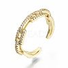 Brass Micro Pave Clear Cubic Zirconia Cuff Rings RJEW-S045-042G-NR-1