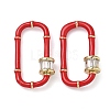 Oval Brass Micro Pave Clear Cubic Zirconia Locking Carabiner KK-H256-01G-03-1