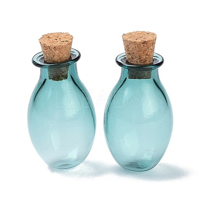 Oval Glass Cork Bottles Ornament X1-AJEW-O032-03G-1