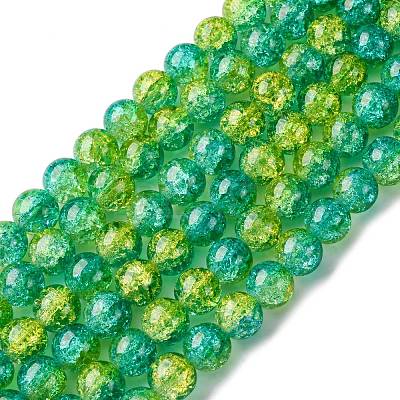 Spray Painted Crackle Glass Beads Strands CCG-Q002-12mm-07-1