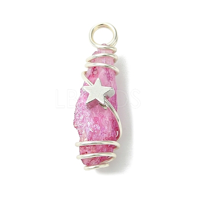 2Pcs Electroplated Natural Quartz Crystal Dyed Copper Wire Wrapped Pendants PALLOY-JF03170-02-1