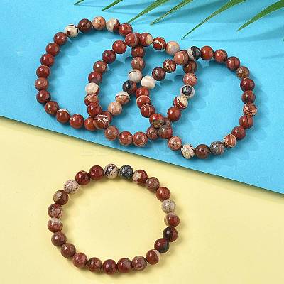 Natural Red Jasper Bead Stretch Bracelets BJEW-K212-B-012-1