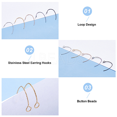 50Pcs 5 Colors 316 Surgical Stainless Steel Earring Hooks Ion Plating(IP) STAS-DC0011-04-1