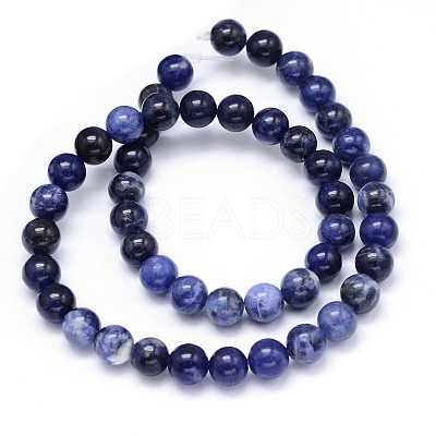 Round Natural Sodalite Beads Strands G-F222-39-6mm-1