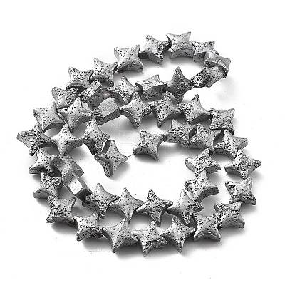 Electroplated Natural Lava Rock Beads Strands G-A251-C01-01I-1