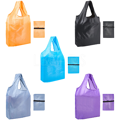 5Pcs 5 Colors Reusable Polyester Supermarket Shopping Tote Bags ABAG-CN0001-49-1