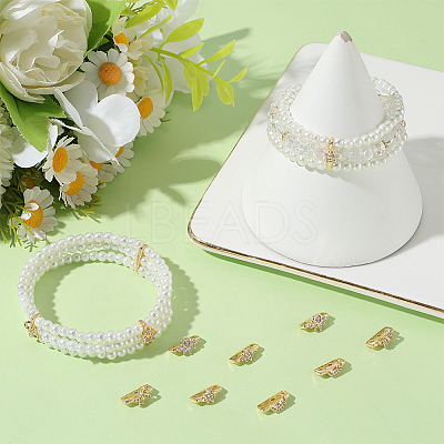 12Pcs 4 Styles Brass Micro Pave Clear Cubic Zirconia Spacer Bars KK-BBC0018-95-1